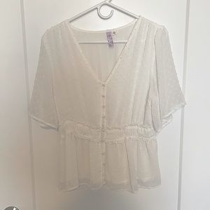 Francesca’s dotted button peplum blouse